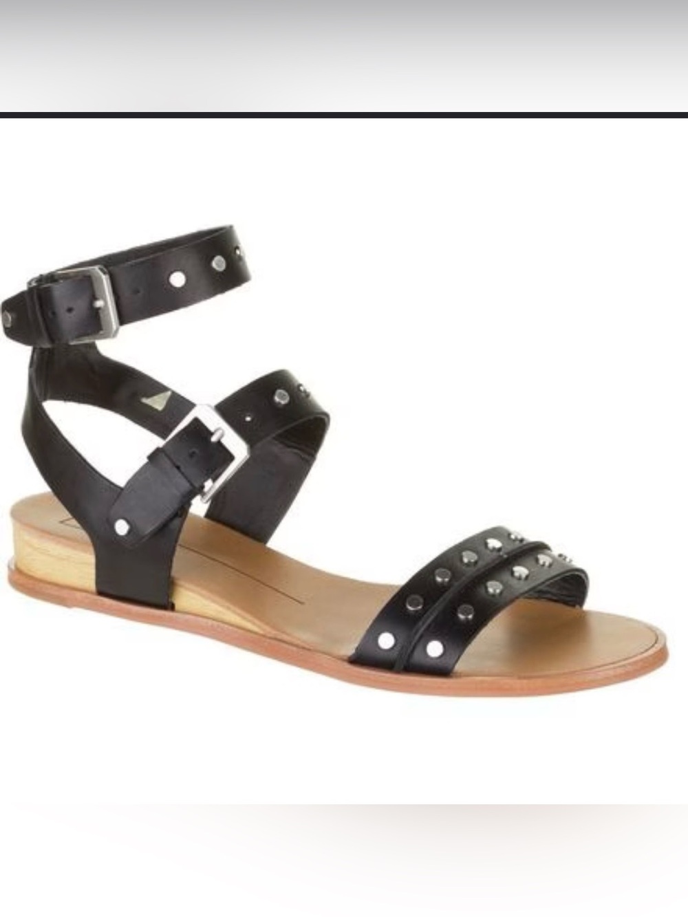 Dolce Vita Black Prim-Studded Ankle-Strap Sandal Sz 10